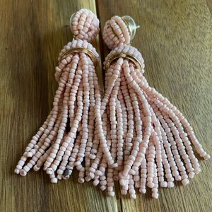 Nordstrom brass plum earrings - pink tassels